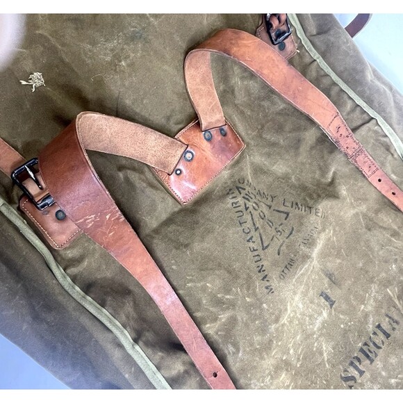 Vtg Woods Canoe Bag Canvas w Leather Straps Canada Made Backpack Sack Duluth Bag - Picture 9 of 16